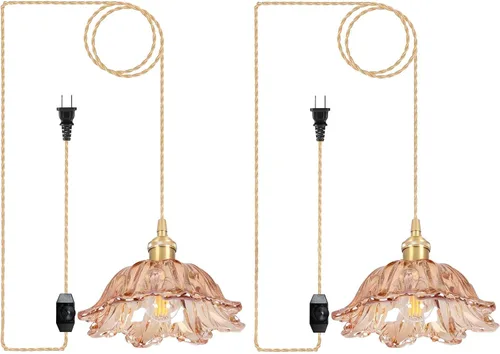 Miniatura 24 de Luces Colgantes para Isla de Cocina, Luz Colgante de Cristal Verde Accesorios de Iluminación Vintage, 9.4 pulgadas E26 Acabado Lámpara Colgante