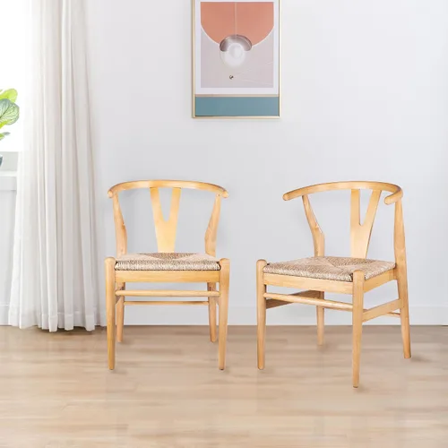 Miniatura 11 de Boraam Sillas de comedor Wishbone - Juego de 2 - Acabado natural