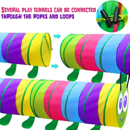 Miniatura 4 de WER Tienda de campaña de túnel de juego para niños, oruga, túnel emergente para niñas, niños, tubo de juguete para gatear al aire libre e