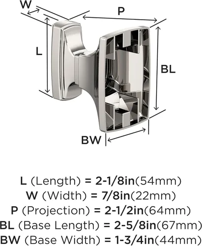 Miniatura 4 de Amerock BH36010PN Gancho individual para bata de níquel pulido Toallero de 2-5/8 pulgadas (2.638 in) de longitud Highland Ridge Gancho