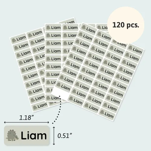 Miniatura 6 de Etiquetas de nombre termoadhesivas y etiquetas de nombre para ropa (120 unidades), etiquetas de tela personalizadas para niños, escuela, guardería