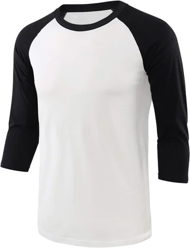 Miniatura 14 de Camisetas de béisbol deportivas básicas de algodón suave de manga larga raglán 3/4 para hombre