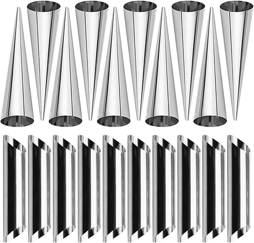 Miniatura 15 de Joyeee Paquete de 30 moldes antiadherentes grandes para cuerno crema, acero inoxidable de 5 pulgadas para cocinar pasteles daneses, forma de #76