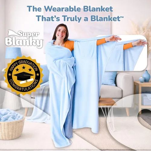 Miniatura 2 de Super Blanky Wearable Blankets for Women and Men, Graduation Day Gift for Her, Fathers Day Gift, Wife Birthday Gifts Ideas Azul (Breezy Blue)