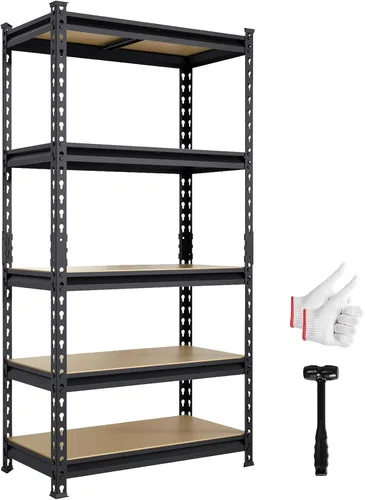 Miniatura 11 de Big RED Estantería de almacenamiento, 5 niveles ajustables, estantes de garaje de metal resistente/estante de utilidad para cocina, despensa