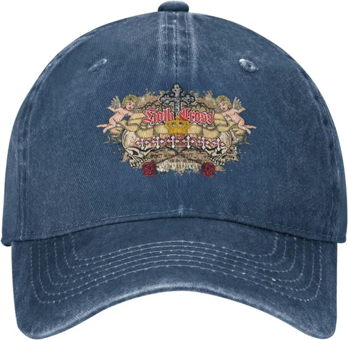 Miniatura 2 de Sombrero de vaquero de moda para hombre y mujer, ajustable para cuatro estaciones, gorra de béisbol del infierno con ángel, azul marino, Azul marino