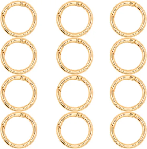 Miniatura 10 de Anillo redondo de metal con resorte o mosquetón, hebilla de gatillo con clip a presión, anillo de accesorios de bricolaje para llaveros, bolsos