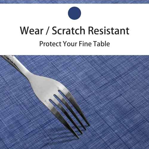 Miniatura 5 de LIBERECOO Mantel de vinilo con reverso de franela, azul mezclilla, impermeable, resistente a las manchas, cubierta de mesa fácil de limpiar