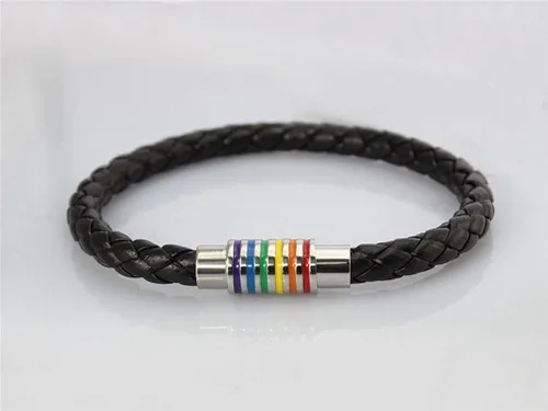 Miniatura 4 de Brazalete Oakky de piel trenzada, magnética, arcoíris LGBT, orgullo gay y lésbico