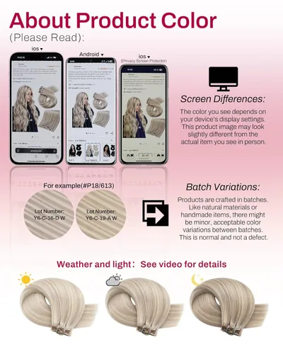 Miniatura 8 de Moresoo Extensiones de cabello humano con clip, sin costuras, color rubio ceniza con rubio, extensiones de cabello humano real con clip, de 20 #