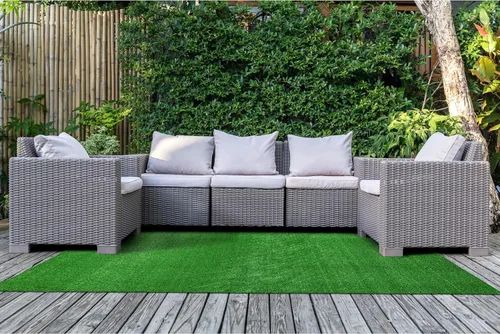 Miniatura 21 de Garland Rug Alfombra de césped artificial de 5 pies x 8 pies, grande para interiores/exteriores, color negro - Negro exuberante, duradera y de bajo