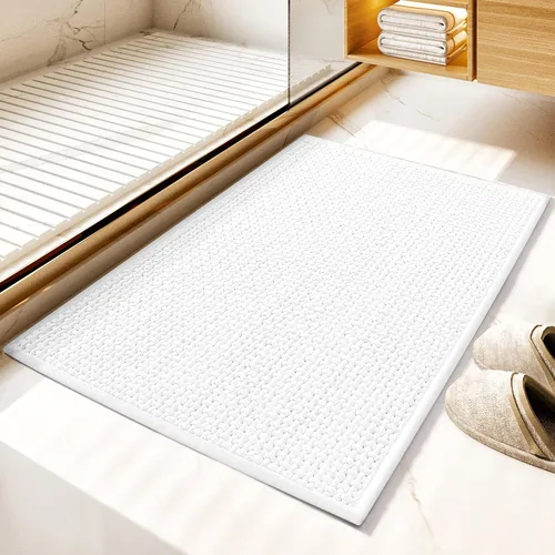 Miniatura 18 de GRANNY SAYS Tapetes de baño azules, de felpilla suave, absorbentes, de 20 x 32 pulgadas, alfombras de baño pequeñas antideslizantes, lavables