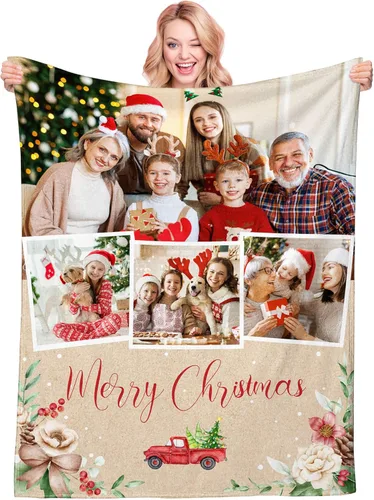 Miniatura 18 de Manta personalizada con texto fotográfico, manta de Navidad personalizada, manta de franela personalizada para bebés, familiares, parejas y amigos