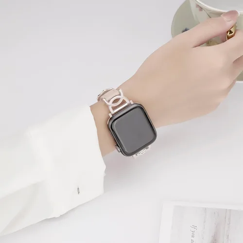 Miniatura 4 de Correa de cuero compatible con Apple Watch para mujer de 1.77, 1.73, 1.65 y 1.73 pulgadas, correa de cuero delgada clásica con hebilla de metal