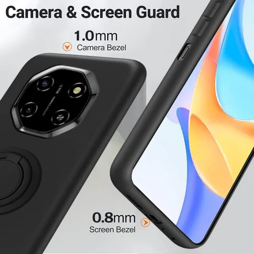 Miniatura 2 de Funda compatible con Blackview Shark 6/Oscal Tiger 8 con protector de pantalla, soporte de anillo giratorio de 360°, TPU a prueba de golpes, funda