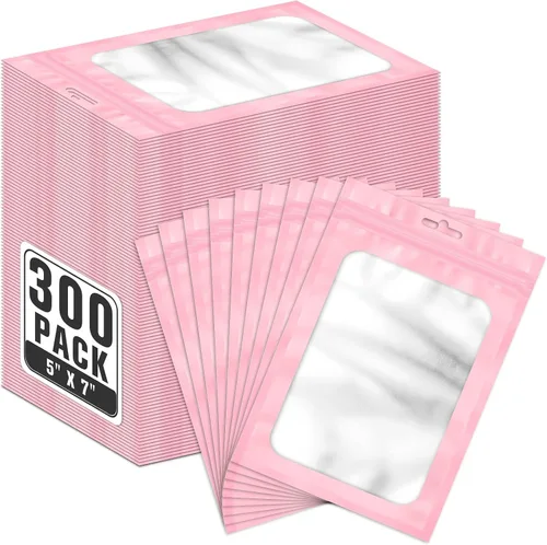 Miniatura 16 de ANZNKU 300 bolsas para bolígrafos, bolsas de Mylar resellables multicolor de 2.7 x 9 pulgadas, bolsas de embalaje con ventana transparente