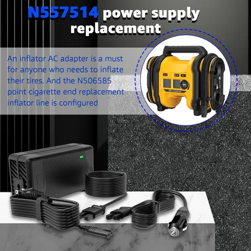 Miniatura 2 de Cargador N557514 y cable inflador N506585 para inflador de neumáticos inalámbrico DeWalt 20V MAX, repuesto para fuente de alimentación de compresor