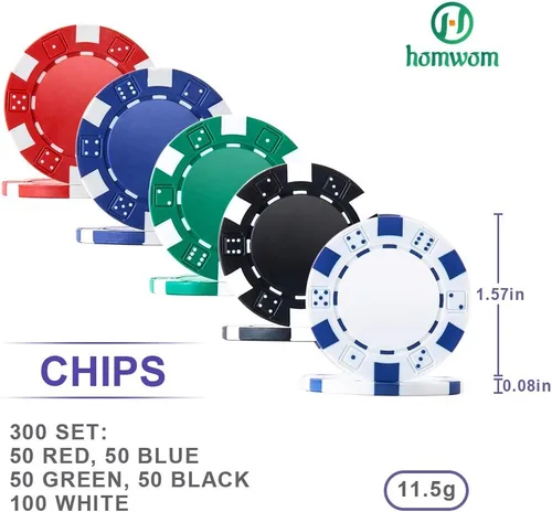 Miniatura 4 de Juego de fichas de póquer - 300 fichas de póquer con estuche de aluminio, fichas de 0.41 oz para Texas Holdem Blackjack