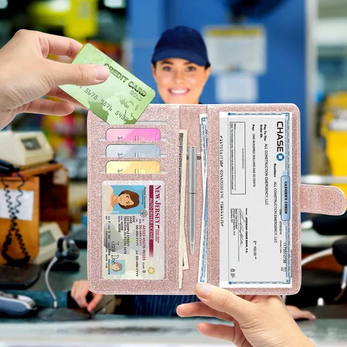 Miniatura 7 de Funda para chequera edición 2021 - Funda de cuero estándar para chequera con cierre magnético MCmolis Check Book Cover Holder Wallet para mujer