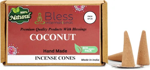 Miniatura 2 de Bless International Coco 100% natural - Conos de incienso hechos a mano, sumergidos a mano, orgánicos, sin productos químicos para purificación