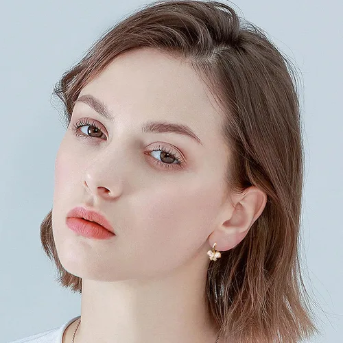 Miniatura 5 de Jazryn Butterfly Hoop Earrings, Cat's Eye Gemstone Huggie Earrings for Teen Girls, 14k Gold Plated Dangle Earrings for Women