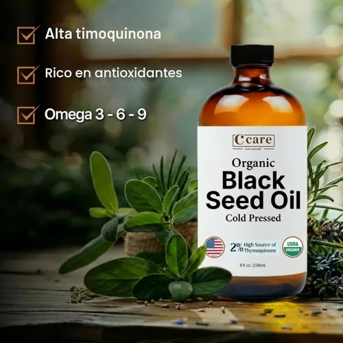 Miniatura 3 de Aceite de semilla negra orgánico prensado en frío sin refinar, botella de vidrio Aceite de semilla de comino negro orgánico certificado USDA