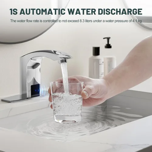 Miniatura 5 de Llave del agua del cuarto de baño, automática de Greenspring. único diseñador de llave mezcladora de monomando para fregadero con acabado en cromo