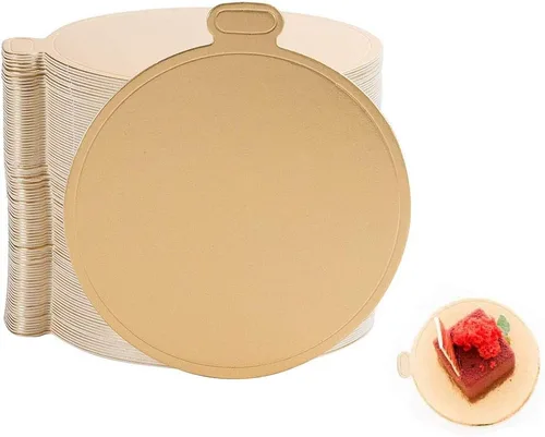Miniatura 6 de Paquete de 100 mini tablas de base de pastel, juego de cartón redondo y cuadrado para pastel de mousse dorado, ideal para bufé de postres, bodas