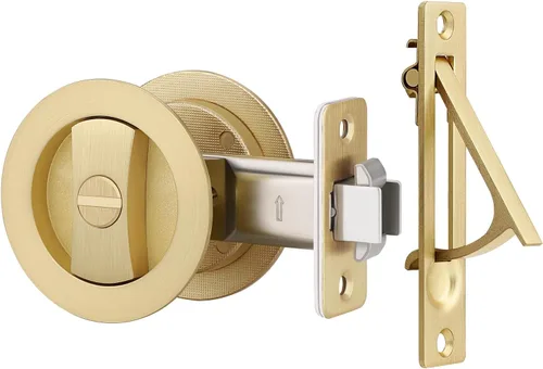 Miniatura 11 de EHOMEWARE 1 paquete de herrajes para puerta de bolsillo negro mate, manijas de puerta de bolsillo empotradas, cerradura de puerta de bolsillo