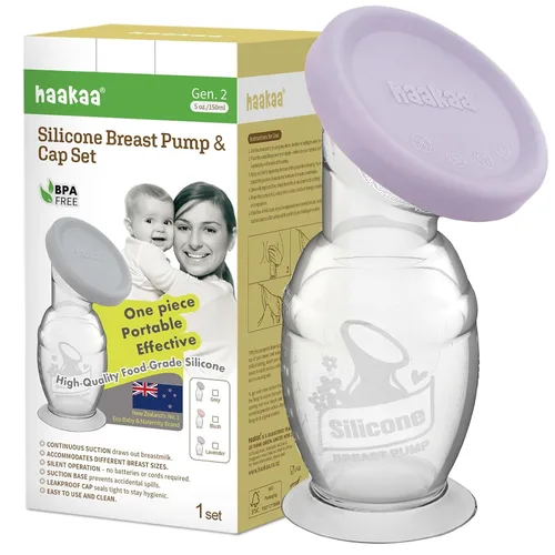 Miniatura 10 de Haakaa Extractor de leche manual con base de 4 fl oz/3.4 fl oz+tapa (rubor), Gen.2