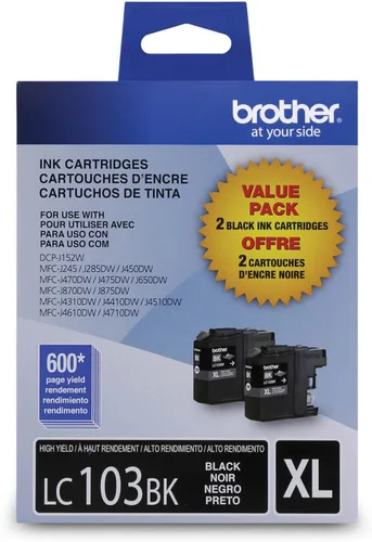 Miniatura 9 de Cartucho de tinta negro de alto rendimiento Brother LC103BK, tinta negra de repuesto, rendimiento de páginas de hasta 600 páginas, cartucho