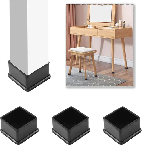 Miniatura 5 de Uenhoy 8 tapas cuadradas de goma antideslizantes para patas de silla, protectores de suelo de 2 x 2 pulgadas (paquete de 2)