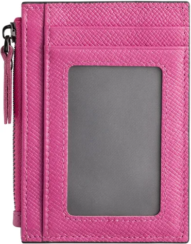 Miniatura 14 de Cartera delgada para mujeres de piel pequeña con bloqueo RFID, tarjetero minimalista con bolsas para monedas y fundas, Negro, Moderno
