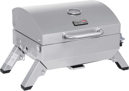 Royal Gourmet GT1001 Parrilla portátil de acero inoxidable, 10000 BTU Parrilla de gas de mesa para barbacoa con patas plegables y tapa con