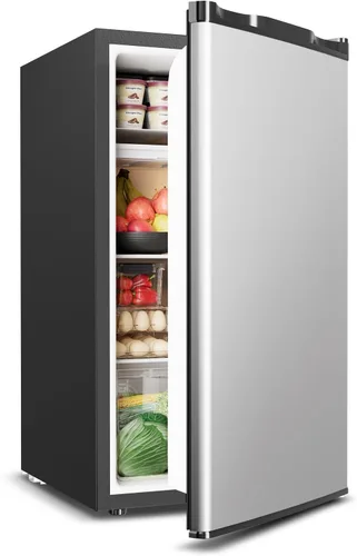 Miniatura 10 de Feelfunn Mini refrigerador con congelador, mini refrigerador de una sola puerta de 3.2 pies cúbicos con termostato ajustable, ahorro de energía