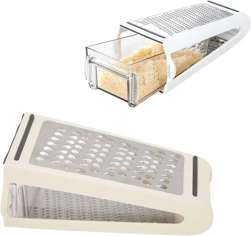 Miniatura 3 de HYWHUYANG Rallador de queso, rallador reversible de caja con dos lados, rallador de alimentos con recipiente de almacenamiento, herramienta