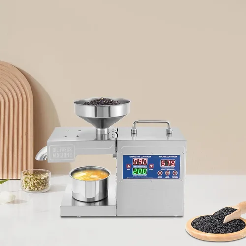 Miniatura 7 de Máquina de prensa de aceite de acero inoxidable, extractor de aceite de prensa fría y caliente con motor de 820 W, calefacción de 360°, capacidad
