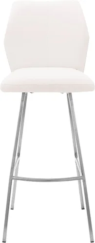 Miniatura 3 de Armen Living Taburete de cuero sintético gris Tandy y metal negro de 26 pulgadas