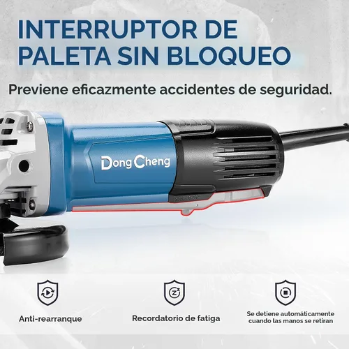 Miniatura 4 de DongCheng Amoladora Angular de 4-1/2 pulgadas 6.7-Amp Interruptor de Paleta 11800RPM Herramientas Eléctricas Amoladoras con Discos de Corte