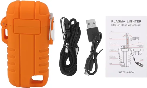 Miniatura 6 de Encendedor eléctrico USB portátil, reutilizable, de doble arco, recargable por USB, manguera retráctil resistente al viento, IPX7, impermeable