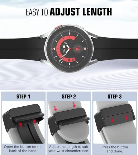 Miniatura 6 de MoKo Correas compatibles con Samsung Galaxy Watch 7 FE 6 5 4 Band de 1.575 pulgadas, 1.732 pulgadas, Watch 6 Classic de 1.73 pulgadas y 1.772 Negro