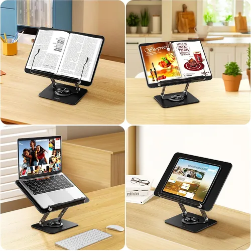 Miniatura 7 de BESIGN BS02 - Soporte de libro para lectura, soporte ajustable para libros, soporte ergonómico para laptop con clips elásticos para páginas