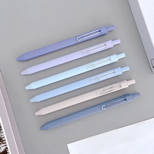 Miniatura 3 de allydrew Bolígrafos retráctiles de gel de tinta negra, punta fina de 0.020 in, suministros de papelería para el hogar y la oficina (juego de 6), Azul