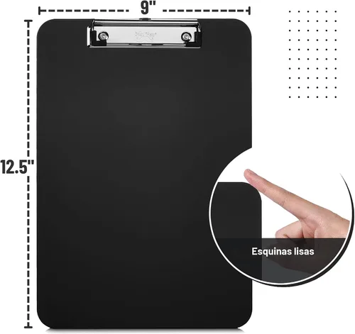 Miniatura 2 de Mr. Pen - Portapapeles de plástico, tamaño carta, negro, portapapeles de plástico, clip de metal de perfil bajo con orificio retráctil para colgar