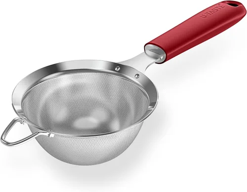 Colador de malla de acero inoxidable 18/8: U-Taste Colador de alimentos de malla fina de cocina de 3.9 pulgadas con mango de silicona resistente (4)
