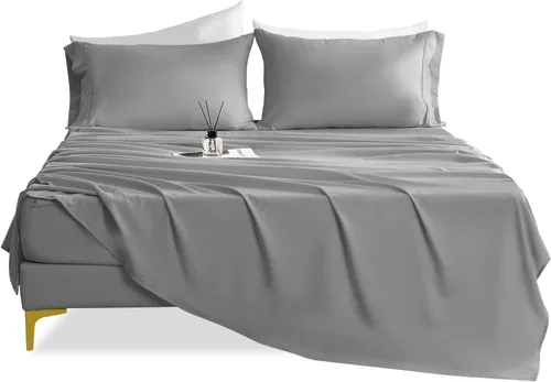 Miniatura 62 de CozySmile Juego de sábanas transpirables y refrescantes, sábanas de lujo de 4 piezas con bolsillo profundo para cama de tamaño matrimonial, se Beige