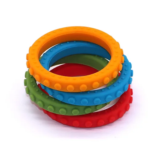 Miniatura 3 de Pulseras sensoriales masticables para niños y niñas, paquete de 4 pulseras de silicona para niños con autismo, TDAH, ansiedad o necesidades