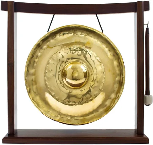 Miniatura 2 de Gongs de pezón dorado tailandés en soportes incluye gong, tu elección de soporte, y maza/tono brillante transparente/gong fabricado en Tailandia