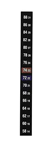Miniatura 4 de Digi-Sense Etiqueta de Temperatura Horizontal Reversible de 7 Puntos, 0-30 °C/32-86 °F; Negro/Rojo, 10/Paquete