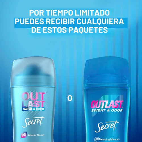 Miniatura 7 de Secret Outlast - Desodorante antitranspirante para mujer, 72 horas de protección contra el sudor y el olor, minerales equilibradores de pH, sólido